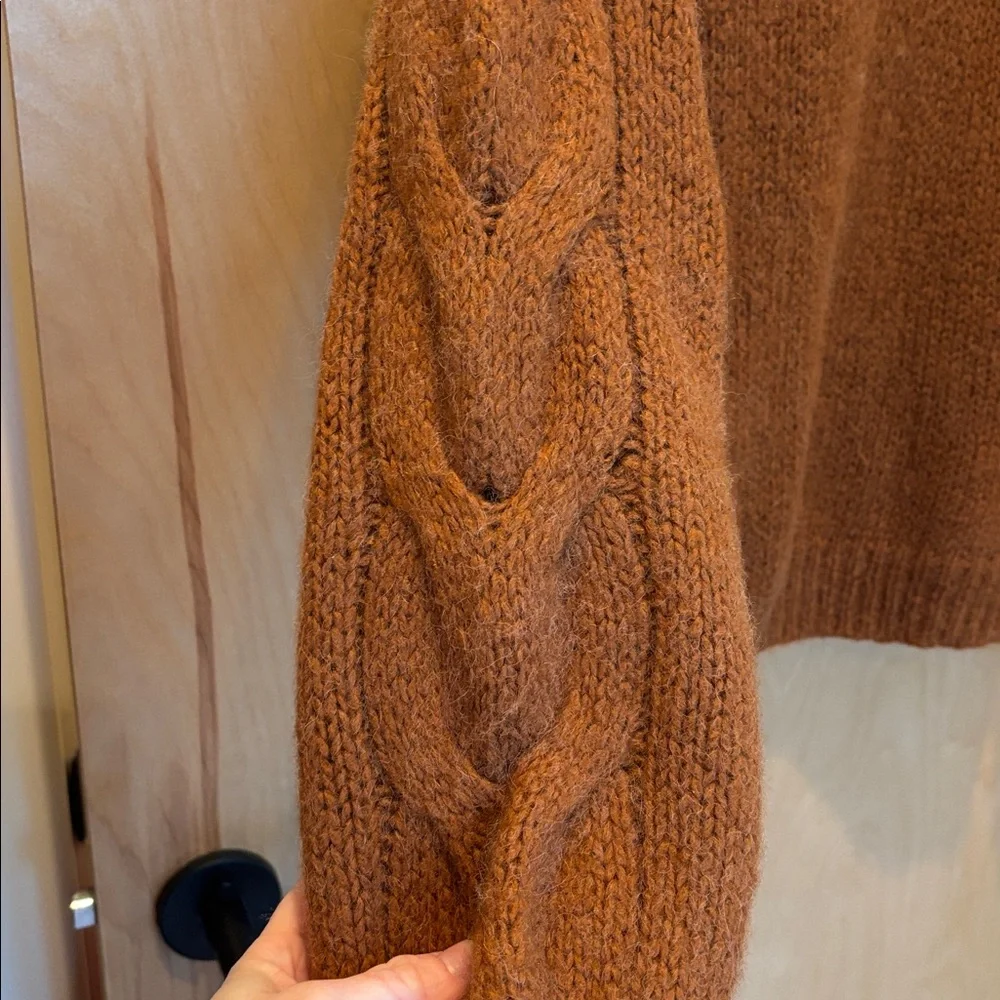 Madewell Cable Knit Sweater Alpaca Blend Brown Size Small - Picture 4 of 7